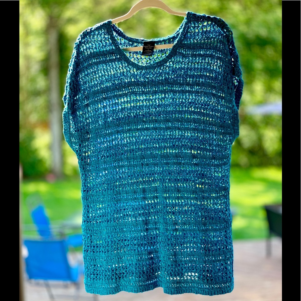 Teal crocheted top